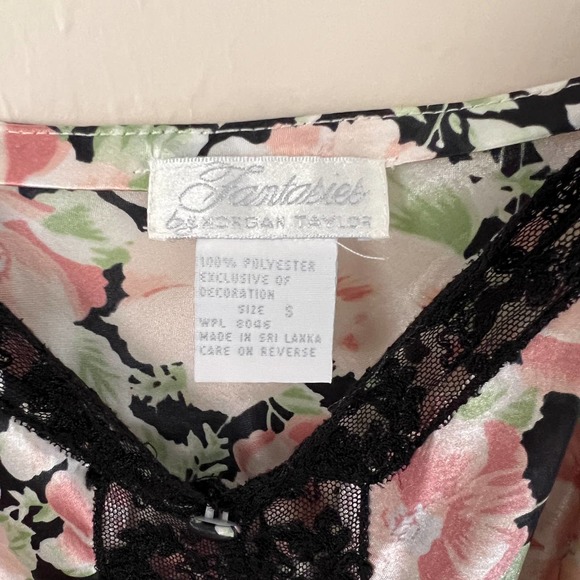 Fantasies by Morgan Taylor Slip Dress & Robe Set Lace Floral Print Size S - Picture 15 of 16